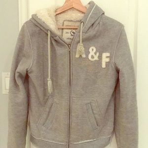 A&F FAUX FUR FULL-ZIP HOODIE